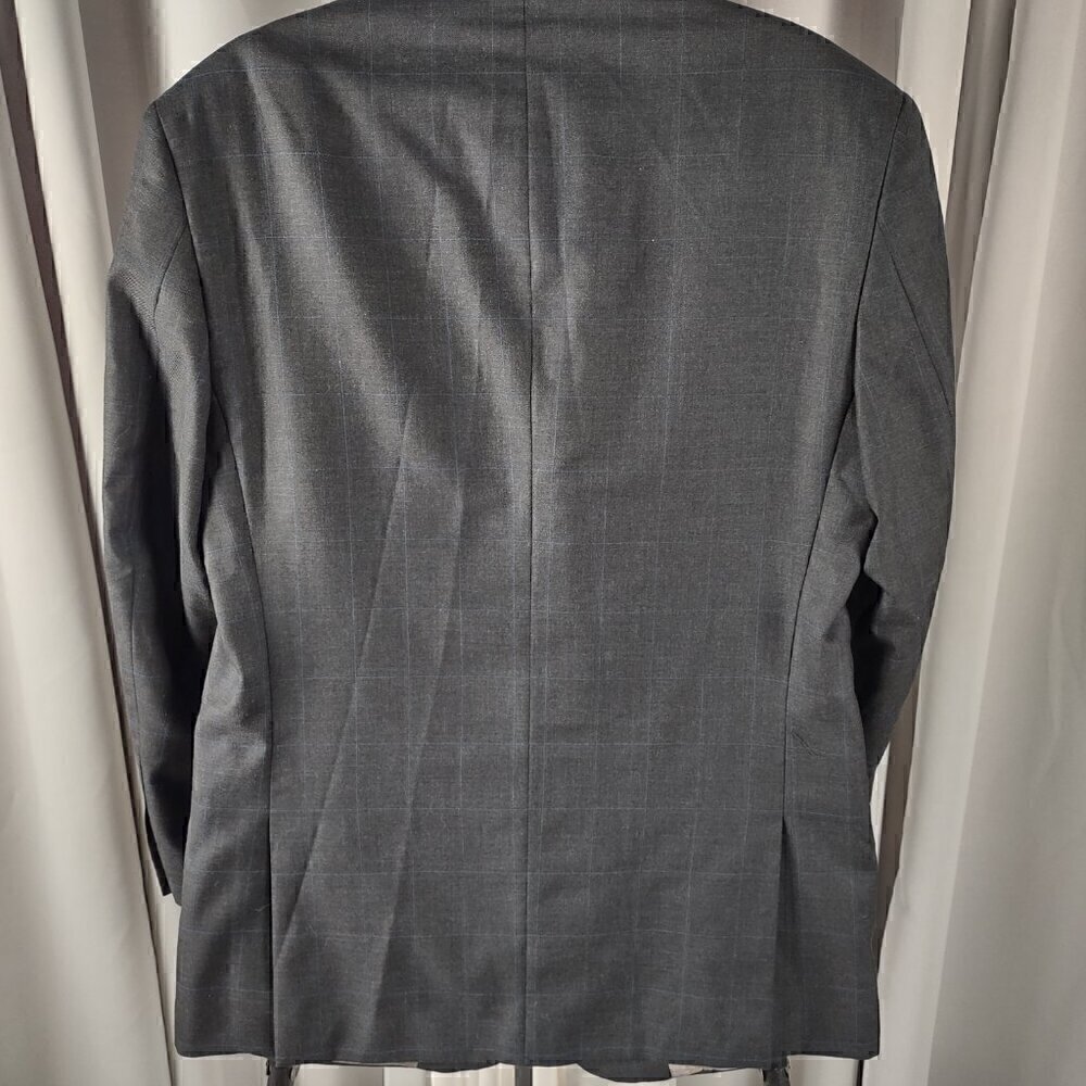 Perry Ellis Portfolio Dark Gray, W Blue Pinstripe 100% Wool Suit Jacket Size 40R - Picture 4 of 12